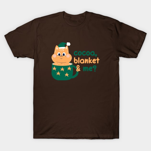 Cocoa, blanket & me? | Christmas Kitty Design T-Shirt by Enchantedbox